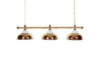 Billiard Lamp Crown, brass, 3 Bells, Ø 38 cm, 150 cm