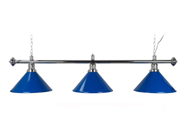 Billiard Lamp Blue Light, 3 Bells, blue, Ø 35 cm, 150 cm
