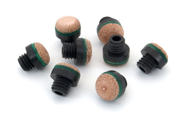 12mm Hard Leather Screw-on Pool Cue Tips 16-pack 