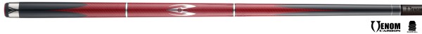 Billiard Cue, Pool, Poison Maelith Black/Red, No Wrap, Radial, 12.4mm