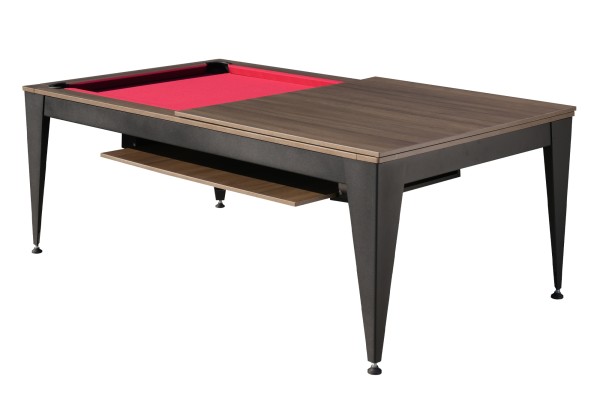 Billardtisch / Esstisch, Pool, Vancouver III, 7 ft. (Fuß), schwarz/braun, rotes Tuch