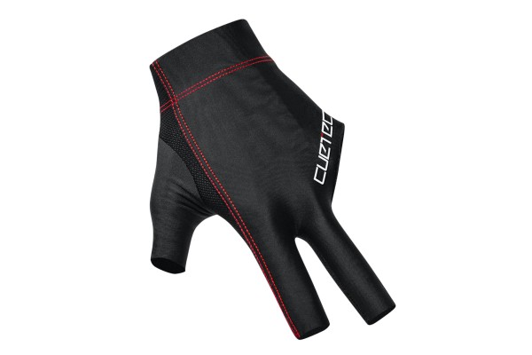 Billiard Glove, Cuetec Axis, 3-Finger, black-red, to wear on right hand