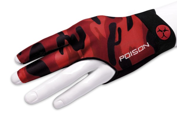 Handschuh, Poison Camo 3-Finger, schwarz-rot