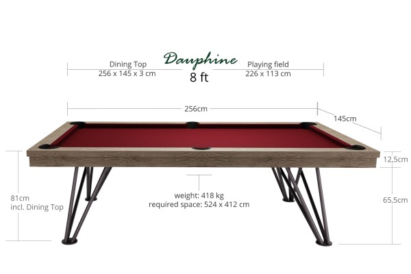 Billardtisch, Pool, Rasson Dauphine, gebeizte Eiche