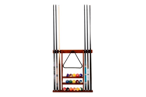 Queuehalter, für 6 Billardqueues und Kugelsatz, mahagoni